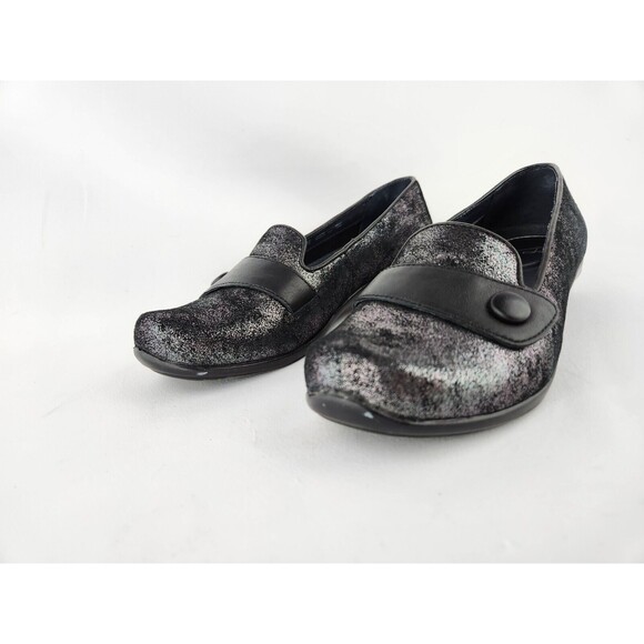 Dansko Olena Metallic COMFY Flats US 6.5 - 7 EU 37 Black Slip On Loafers Shoes - Picture 5 of 16